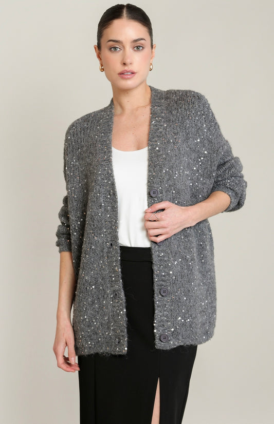 BLACK TAPE CARDIGAN SEQUIN DETAIL
