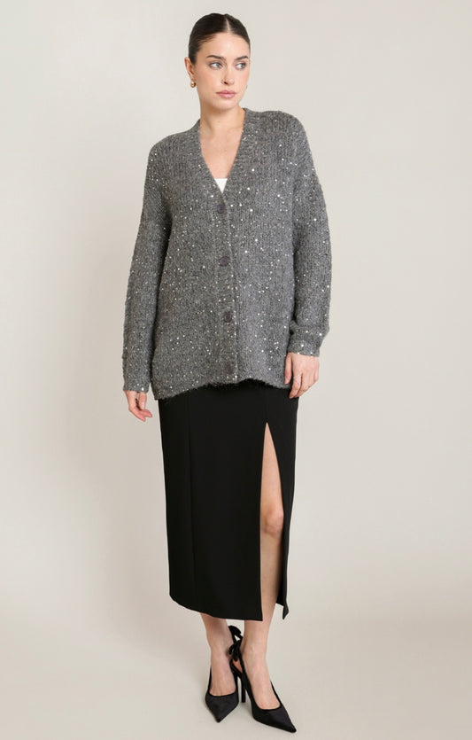BLACK TAPE CARDIGAN SEQUIN DETAIL