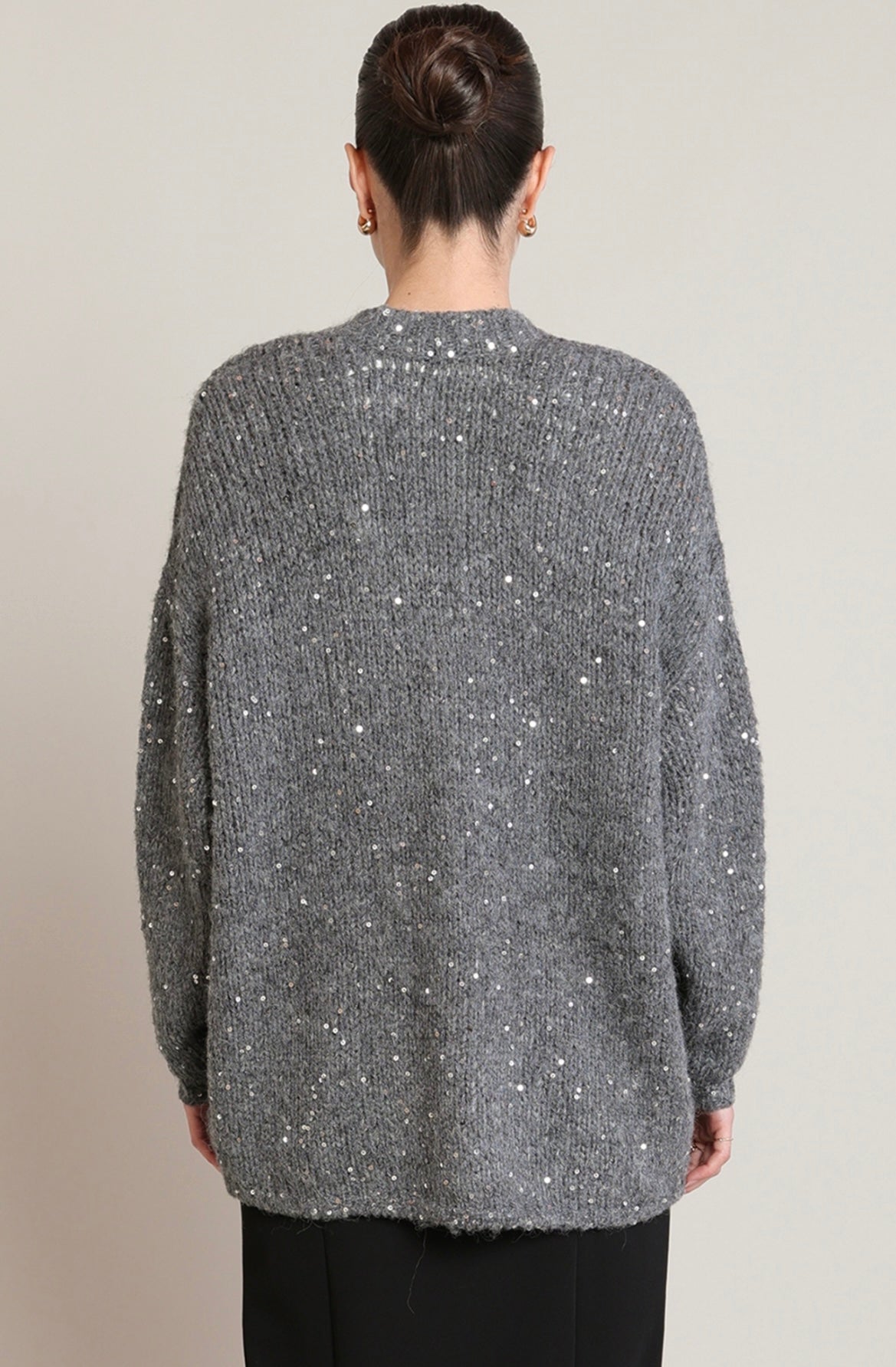 BLACK TAPE CARDIGAN SEQUIN DETAIL