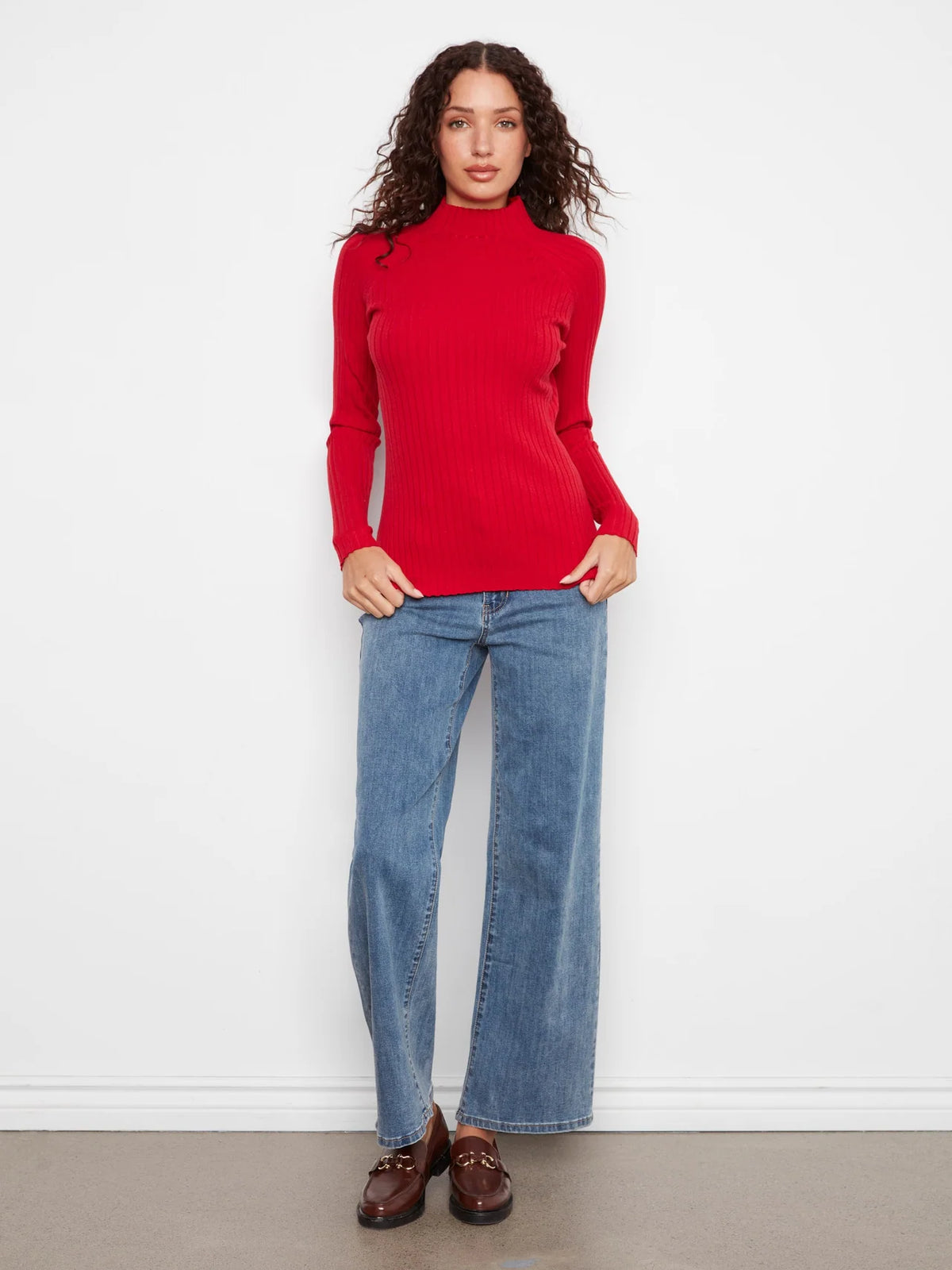 CHAR SWEATER RIBBED MOCK NECK