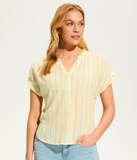 FDJ STRIPED V-NECK TOP