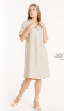 LINEN O SHORT SLEEVE DRESS