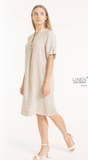 LINEN O SHORT SLEEVE DRESS