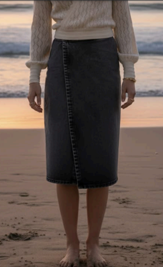 WESLYNN JADE DENIM WRAP SKIRT